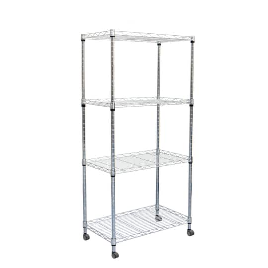 Mind Reader Adjustable 4-Tier Metal Storage Rack with Wheels